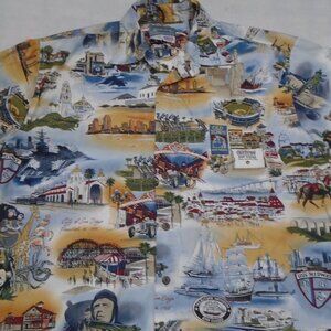 High Seas Trading Company San Diego Tourists Scenes Hawaiian Shirt Size Small